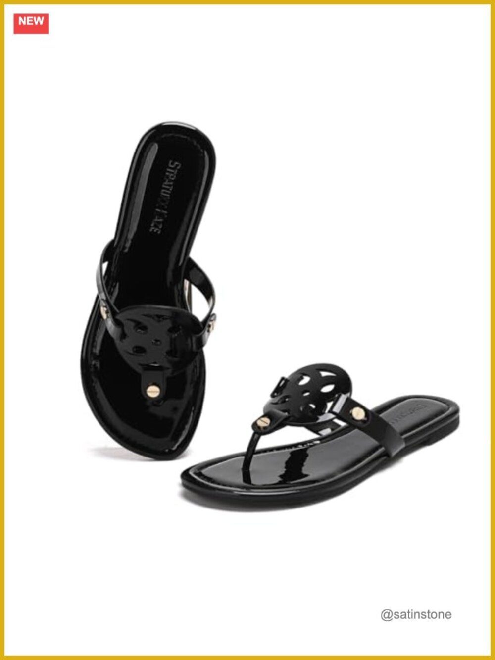 Womens Dressy Patent Leather Thong Sandals Comfy Flip Flops Slide